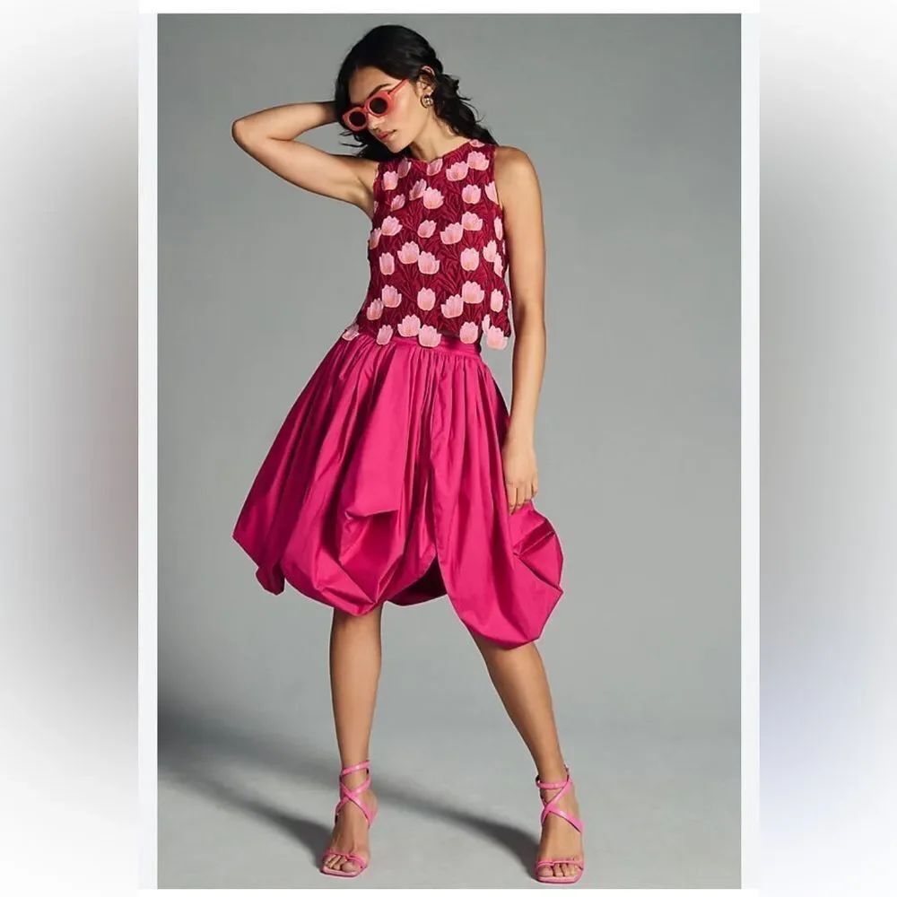Sunday in Brooklyn Scalloped Bubble Skirt hot pink by Anthropologie Size small